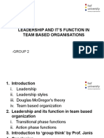Leadership and It'S Function in Team Based Organisations: - Group 2