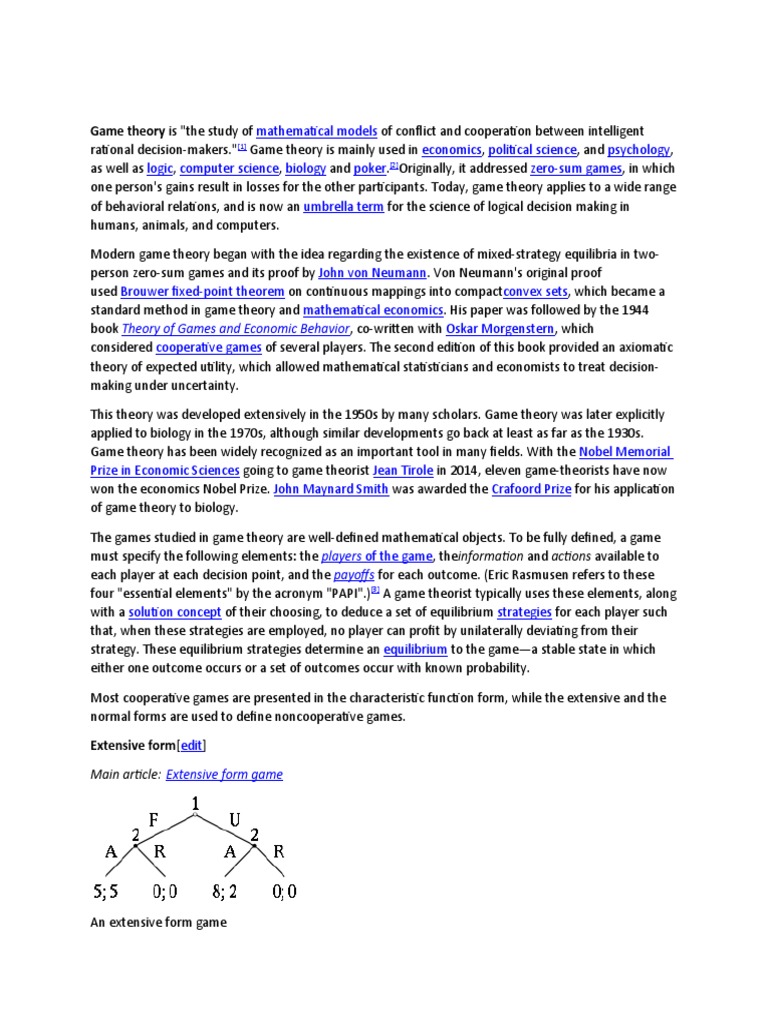 Game Theory Is "The Study of | PDF | Game Theory | Quantitative Research