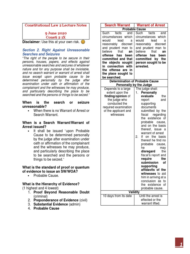 Constitutional Law: Search and Seizure Rights | PDF | Search And ...