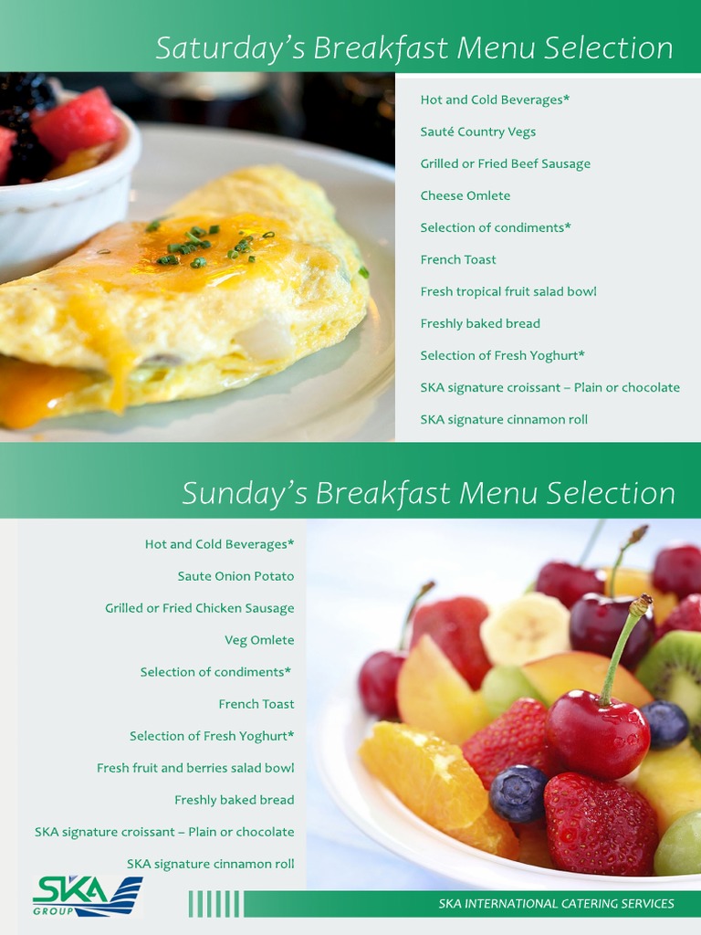 5 SAT SUN BREAKFAST MENU SELECTION