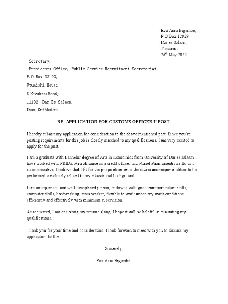 Application for Customs Officer II Position | PDF