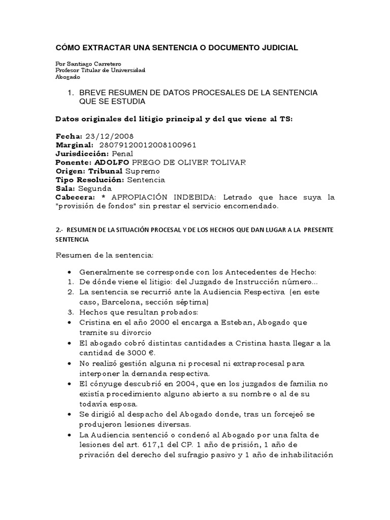 Como Extractar Una Sentencia o Documento Judicial | PDF | Sentencia