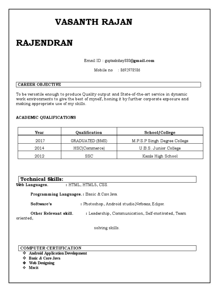 Vasanth Rajendran's Career Overview | PDF | Career & Growth | Business