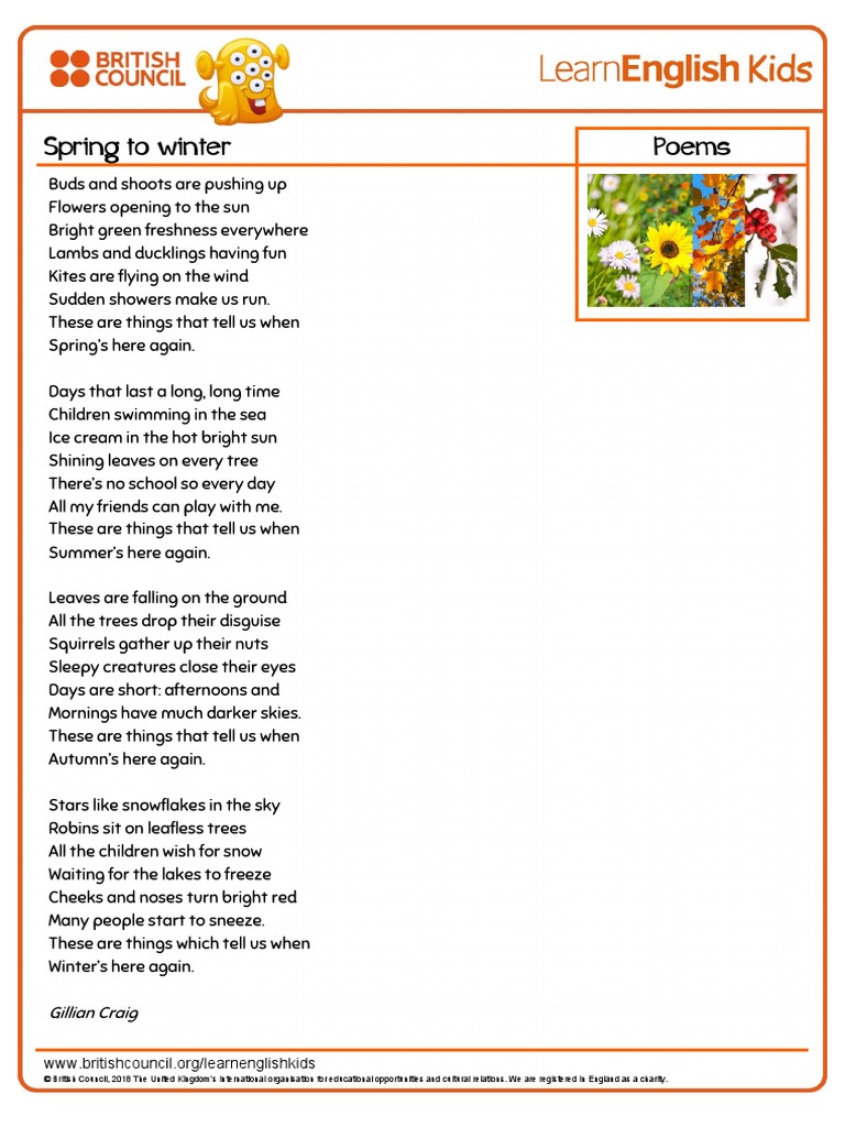Poems Spring To Winter Transcript | PDF