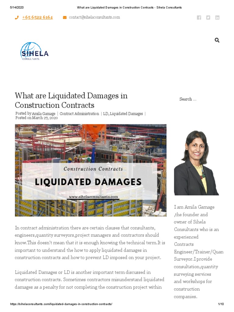 What Are Liquidated Damages In Construction Contracts Sihela
