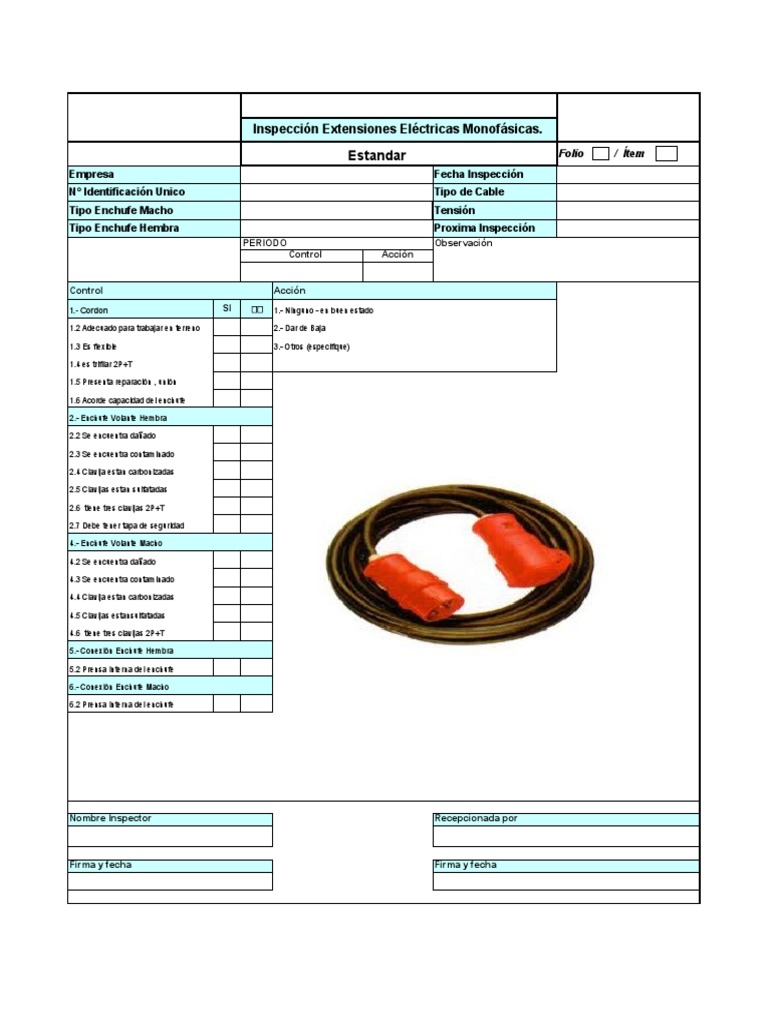 Check List Extension Electrica Monofasica PDF