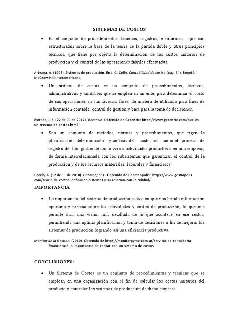 Sistemas de Costos: Definición y Tipos | PDF | Costo | Contabilidad de ...