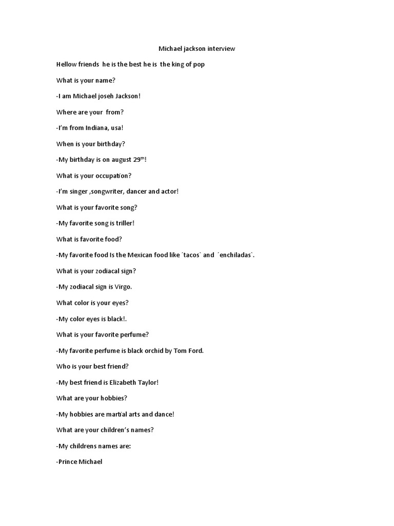 Michael Jackson Interview | PDF