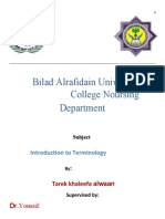 Bilad Alrafidain University College Noursing Department: Introduction To Terminology