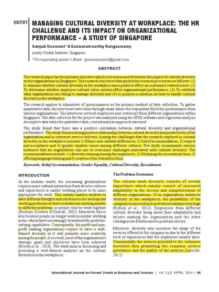 Impact of Cultural Diversity in Singapore | PDF | Case Study | Null ...