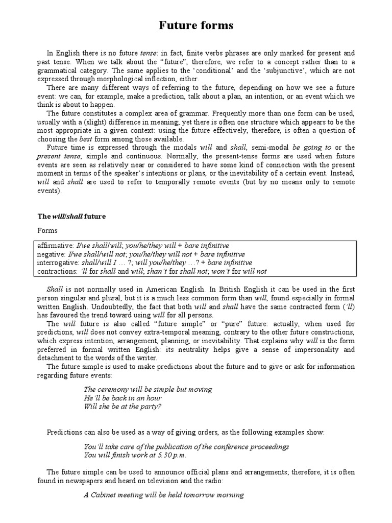 Future Tense Pdf Pdf Grammatical Tense Linguistic Morphology
