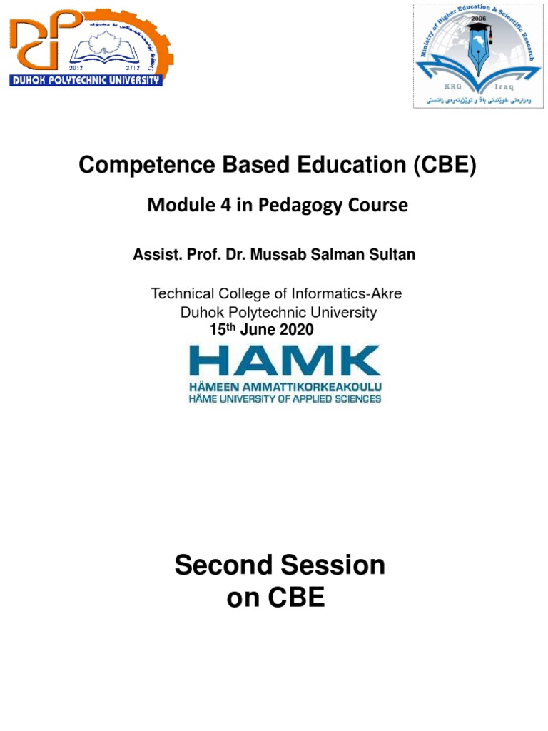 Competence Based Education Cbe Module 4 In Pedagogy Course Pdf