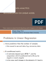 Cs 7265 Big Data Analytics Regularization On Linear Model: Mingon Kang, PH.D Computer Science, Kennesaw State University