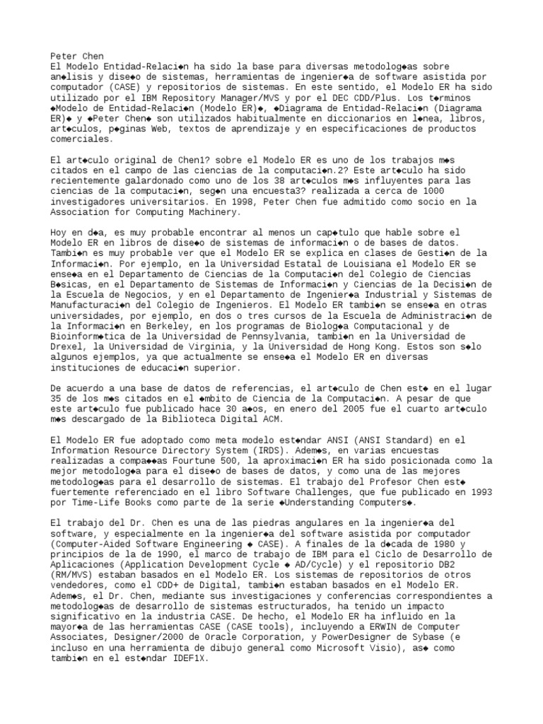 Impacto del Modelo ER de Peter Chen | PDF | Informática | Tecnologías ...