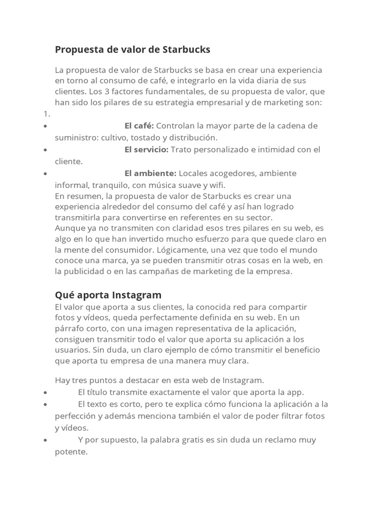 Propuesta de Valor de Starbucks PDF Marketing Marca