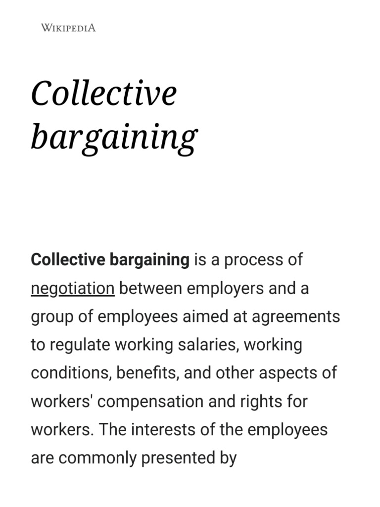 Collective Bargaining Wikipedia PDF PDF Collective Bargaining