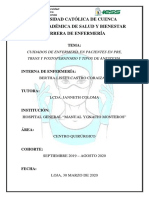 Cuidados de Enfermería Pre, Trans y Postoperatorio - Tipos de Anestesia PDF