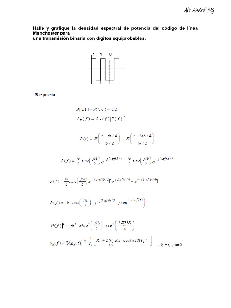 Densidad espectral de potencia códigos de línea | PDF | Ingeniería en ...