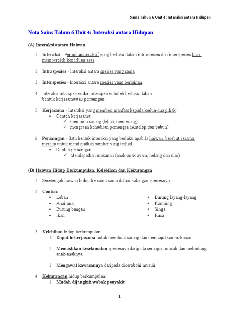 Nota Sains Tahun 6 Unit 4 Pdf
