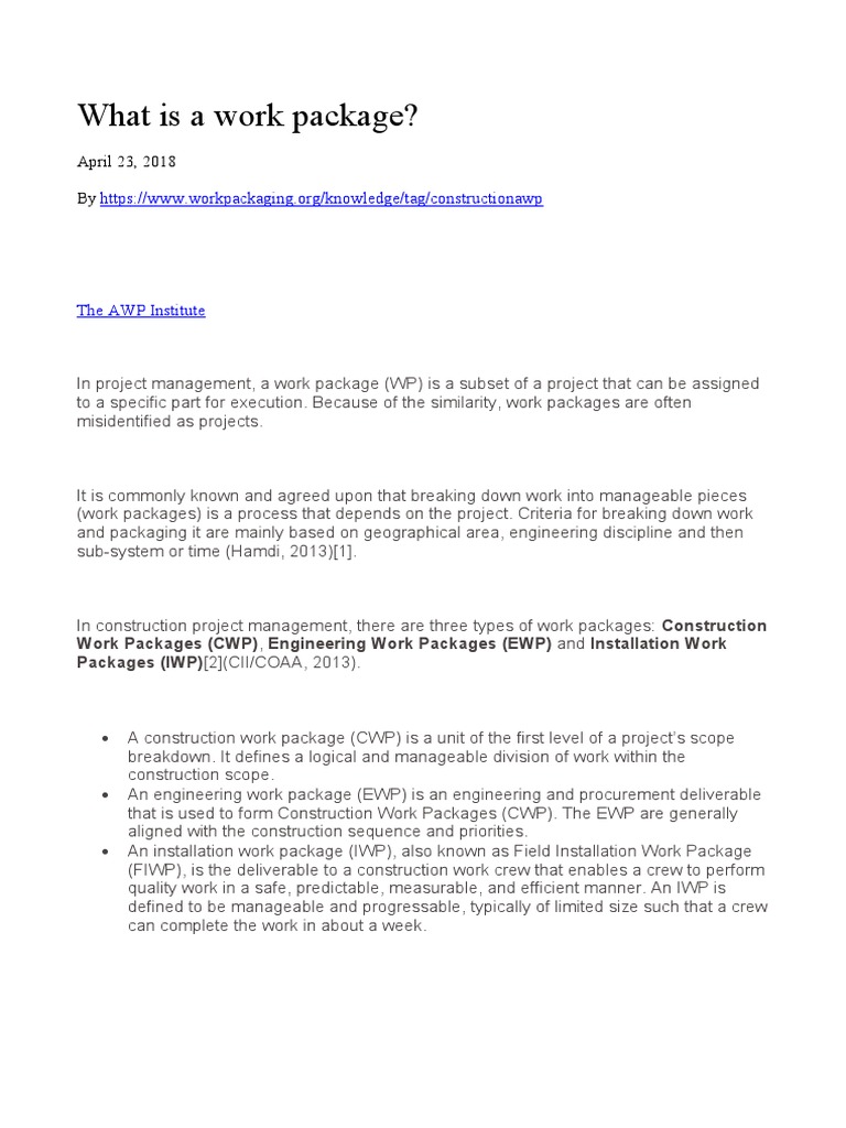 What Is A Work Package | PDF | Project Management | Economies