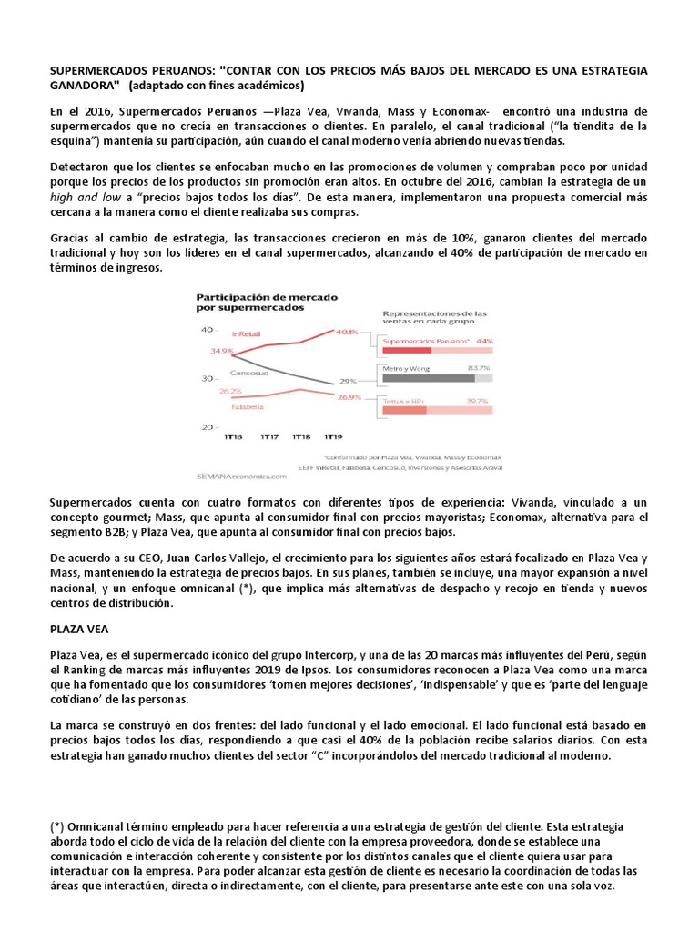Supermercado Peruanos Pc1 19 Ii Pdf Business Economias