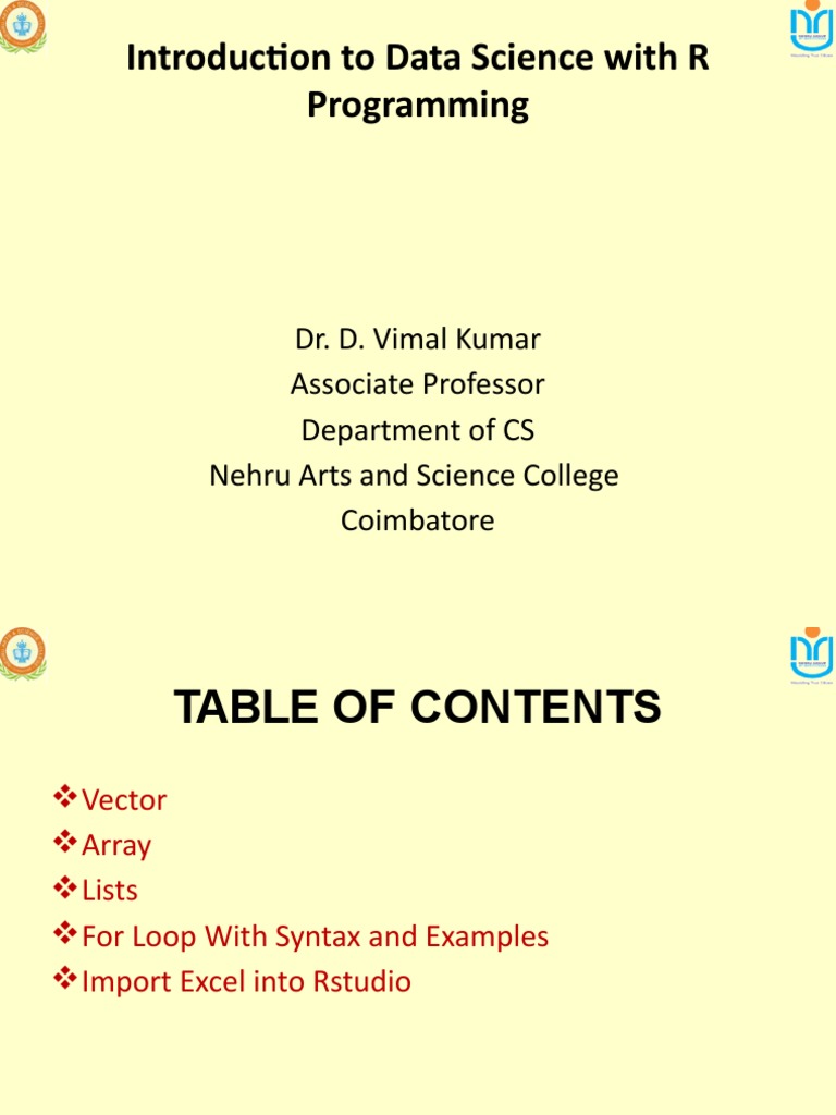 Introduction To Data Science With R Programming | PDF | Array Data ...