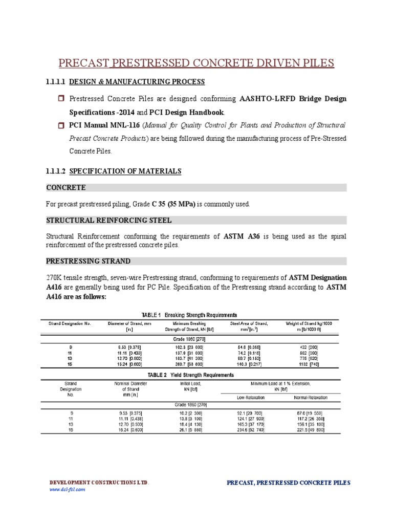 Precast Prestressed Concrete Driven Piles Pdf Deep Foundation