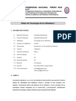 SILABO TECNOLOGÍA DE ALIMENTOS I