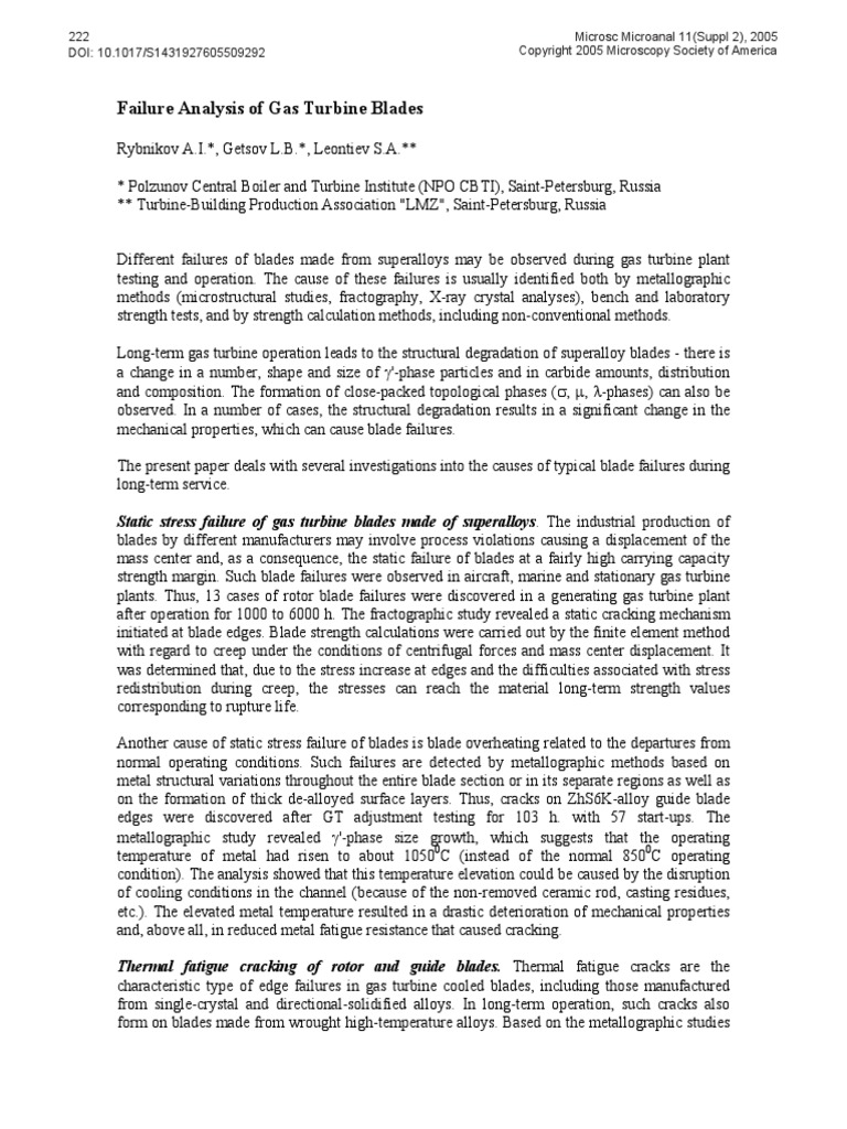 Failure Analysis of Gas Turbine Blades | PDF | Fracture | Corrosion