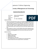 Department of Software Engineering: University of Management and Technology