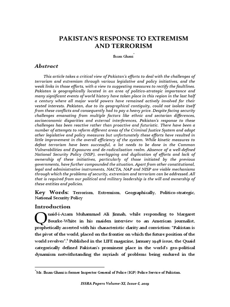 Pakistan's Response To Terrorism and Extremism | PDF | Financial Action