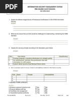 Isms Pre-Assesment Questionaire