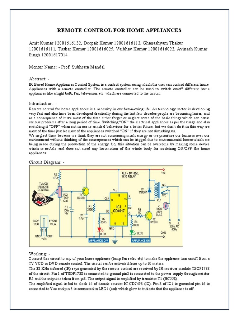 Remote Control For Home Appliances PDF Amplifier Remote Control