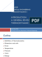 A General Review of Thermodynamic Concepts: KMU220 Chemical Engineering Thermodynamics I