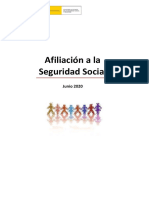 Informe Del Ministerio de Trabajo, Migraciones y Seguridad Social Sobre La Afiliación A La Seguridad Social Registrada en Junio Del 2020