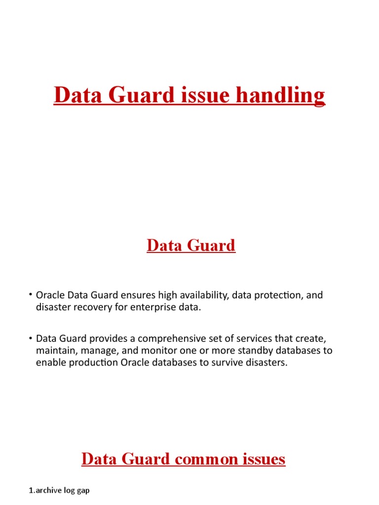 Data Guard Issue Resolution Guide | PDF | Computing | Information ...