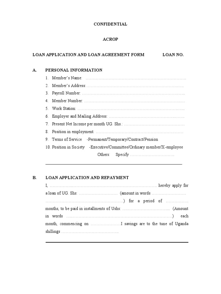 Loan Application and Agreement Form | PDF | Loans | Credit