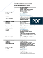 CSIR-Summer Research Training Programme 2020 Details of CSIR-CLRI Scientists As Mentors