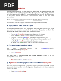 Six Preposition Rules: 1. A Preposition Must Have An Object