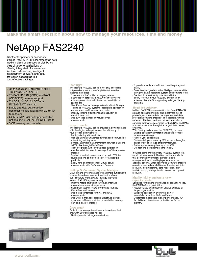 FAS - 2240 SAN Netapp | PDF | Hard Disk Drive | Computer Data