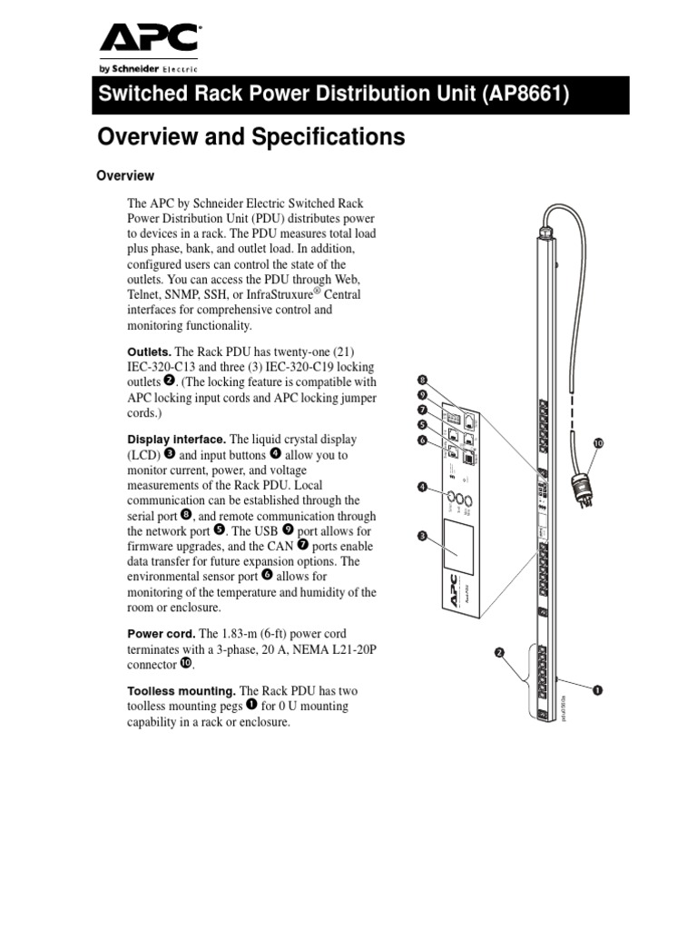 Overview and Specifications: Switched Rack Power Distribution Unit ...