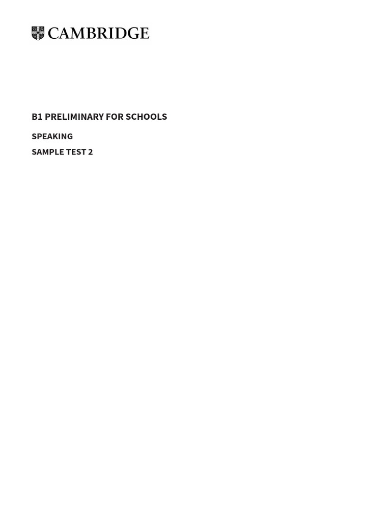 B1 Preliminary For Schools: Speaking Sample Test 2 | PDF