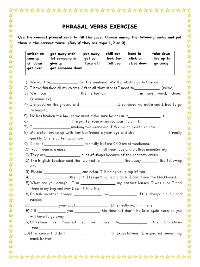 phrasal verbs exercise pdf