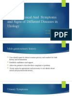 History/Physical and Symptoms and Signs of Different Diseases in Urology