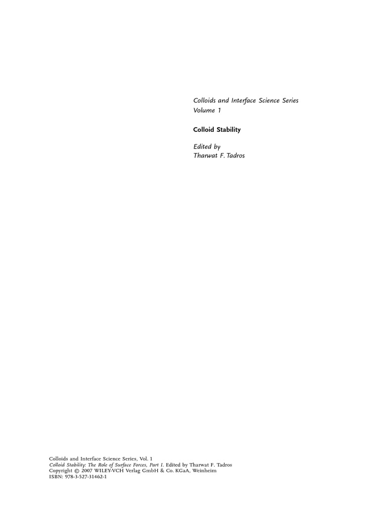 Colloid Stability - The Role of Surface Forces - Part I (2007) PDF