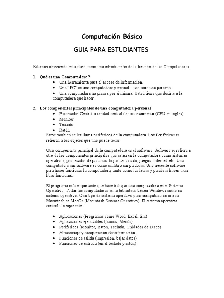 Clases de Computacion en Espanol | PDF | Ventana (informática) | Periférico