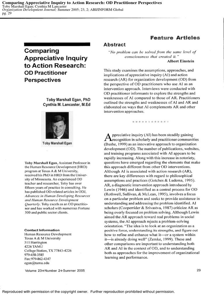 Organization Development Journal Summer 2005 23, 2 ABI/INFORM Global | PDF