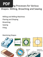 Machining Processes For Various Shapes: Milling, Broaching and Sawing