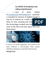 Coronavirus COVID-19 Vocabulary and Reading Comprehension