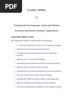 Lecture Outline: Training and Development: Issues and Human Resource Information Systems Applications